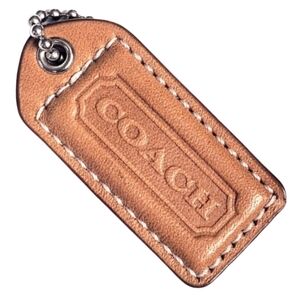 🤎 Vintage 2" Coach British Tan Leather Hangtag Bag Fob Purse Charm Keychain